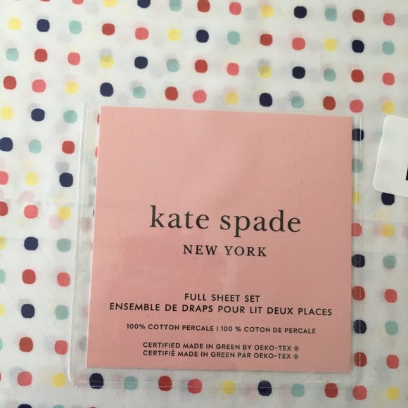 kate spade colourful polka dot full sheet bedding set of 4 nwt - Picture 2 of 8